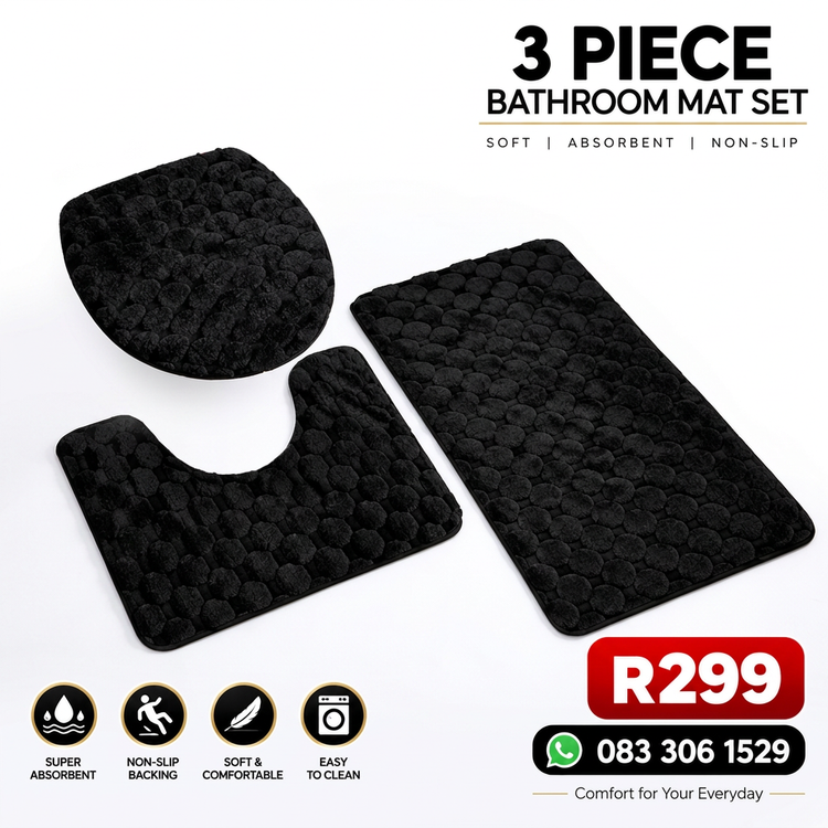 3-Piece Bathroom Mat Set