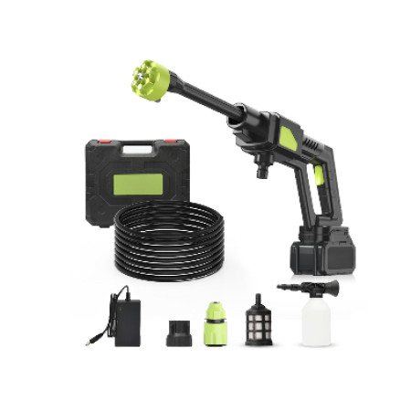 Rechargeable High-Pressure Power Washer with carry case, hose, foam cannon and accessories
