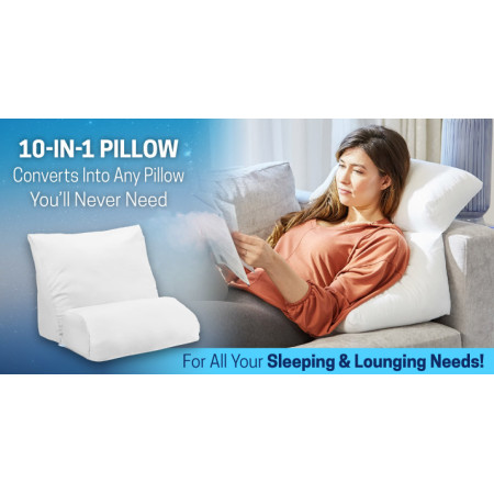 10-in-1 Flip Pillow - converts into any pillow for all sleeping and lounging needs
