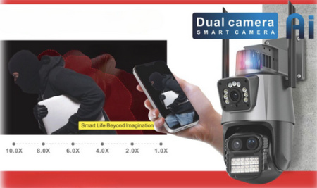 Dual camera AI smart detection - 10X optical zoom remote viewing on smartphone