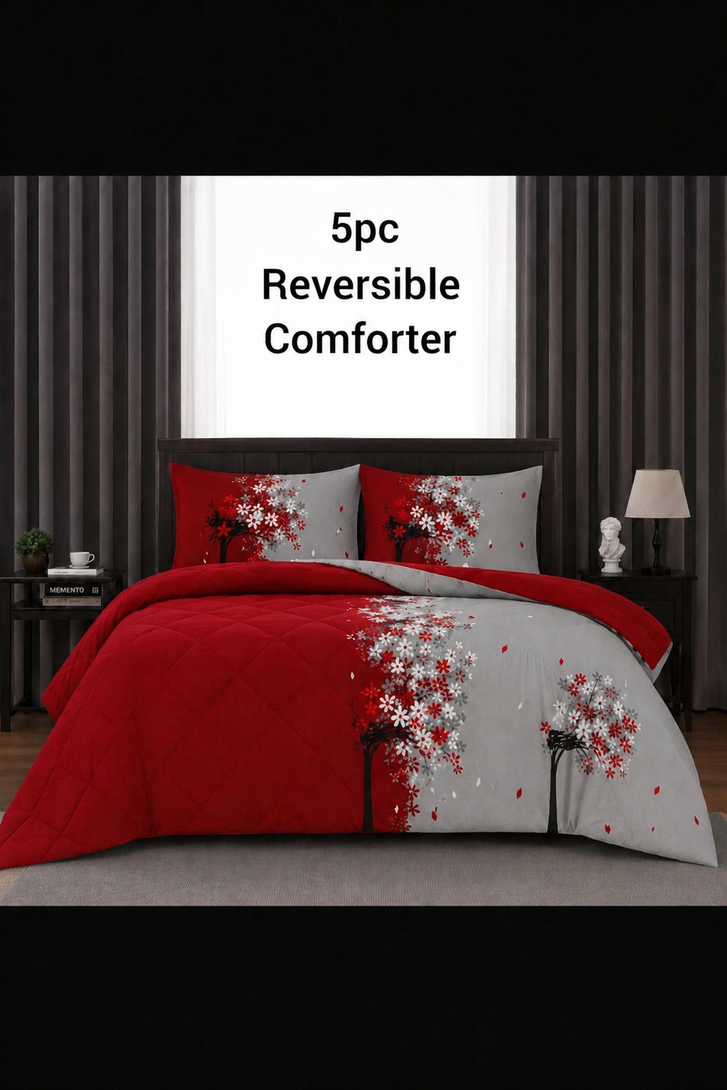 5pcs Flower Reversible Comforter Set