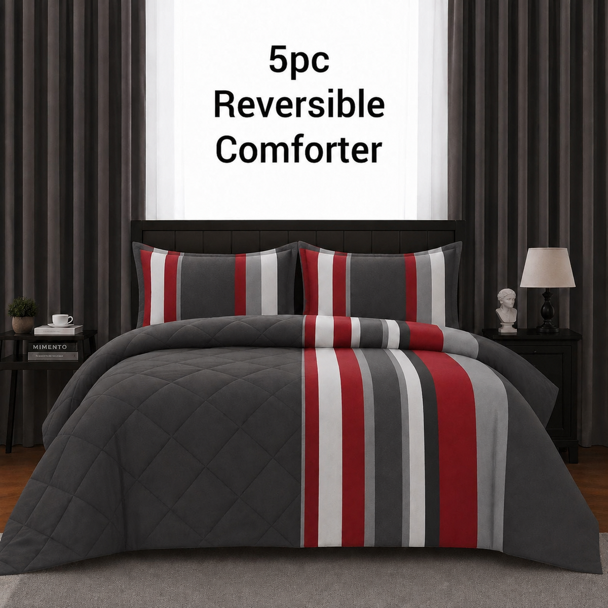 5pcs Flower Reversible Comforter Set