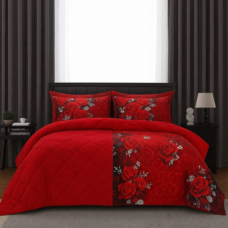 5pcs Flower Reversible Comforter Set