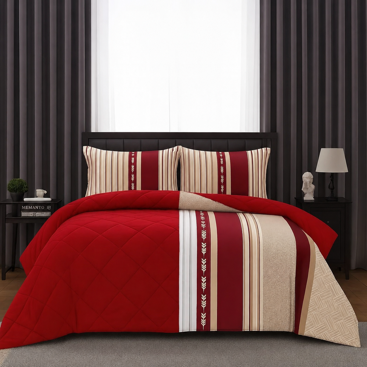 5pcs Flower Reversible Comforter Set