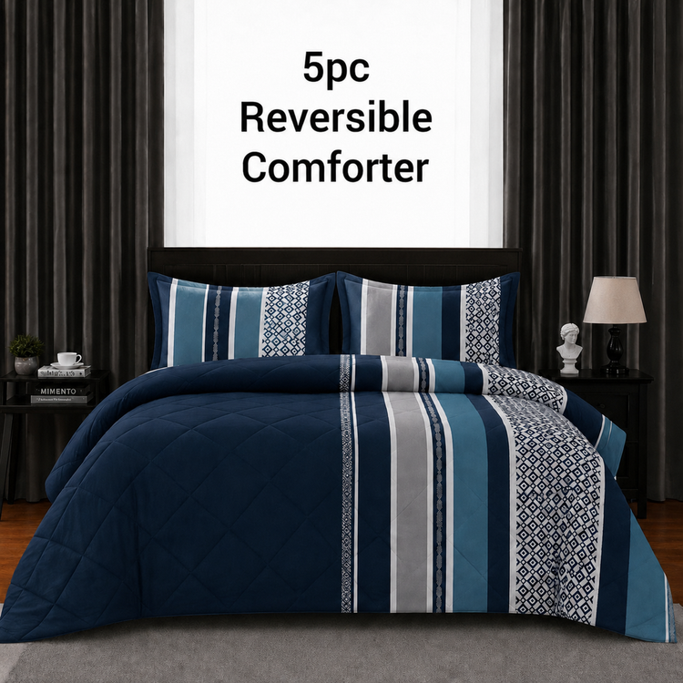 5pcs Flower Reversible Comforter Set