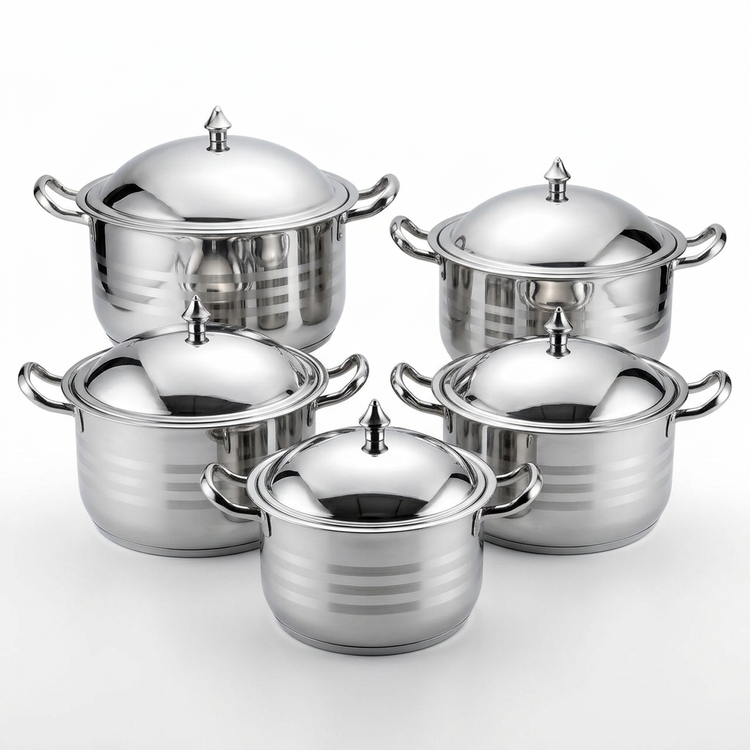 10-Piece Stainless Steel Pot Set with Lids